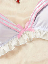 Naughty Sexy Sailor Lingerie Set, Schoolgirl Cosplay Costume 3 Piece Bikini Outfit for Roleplay Halloween Bachelorette Party