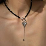New Irregular Choker Vintage Tassels Zircon Heart Pendant Necklace For Women Female White Imitation Pearl Chain Valentine's Gift