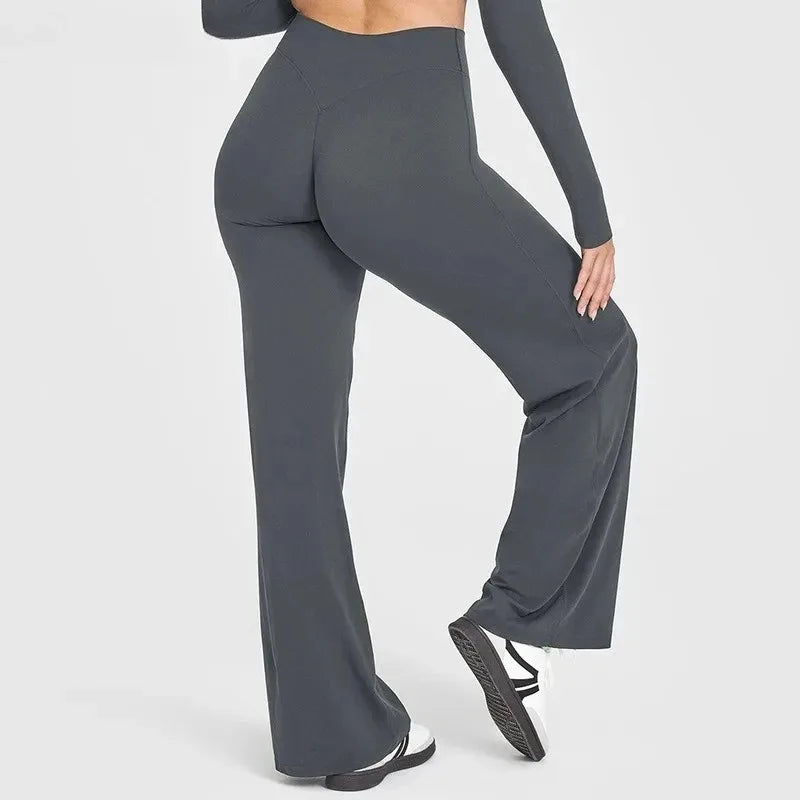 STOUREG Sport Trousers Straight-Leg Pants Ultra Soft Butter Fabric Women's Mid-Waist Yoga Pants GYM Naked Feel Pilates Running