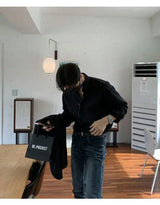 New Korean Business Men Shirts Light Luxury Slim-fit Solid Color Long Sleeve Cardigans Leisure Breathable Solid Color Basic Tops