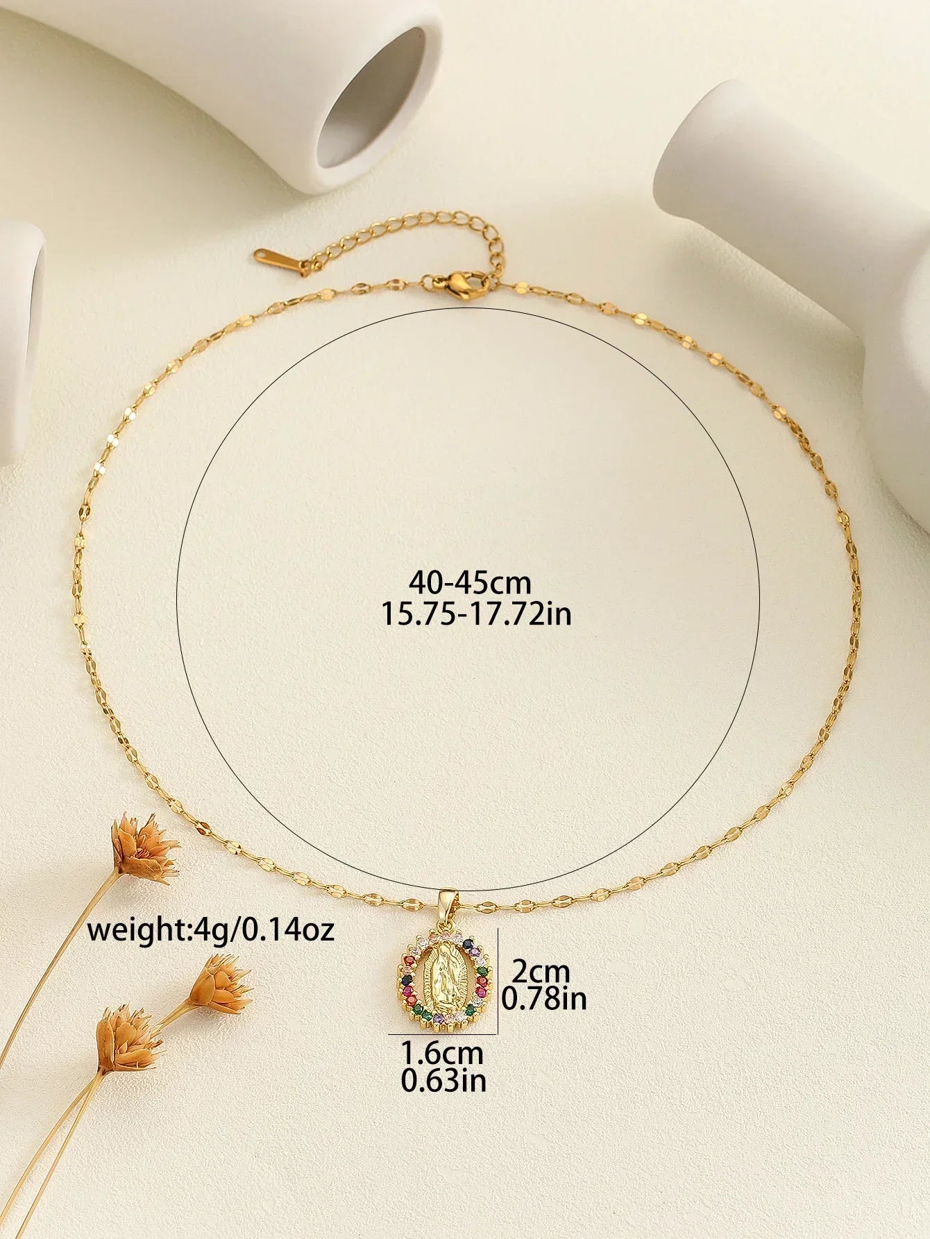 European and American Fashion and Gorgeous Women's All Sky Star Micro Inlaid Colorful Zircon Virgin Mary Hollow Necklace