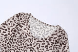 Huhugirl Leopard Print Skinny Bodysuit Women Rompers Sexy Slim Fit Long Sleeves U-neck Bodycon Tops Female Jumpsuits Overalls