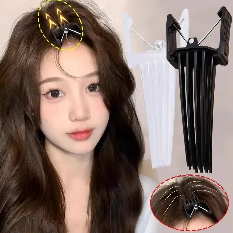1/2 Pcs Trendy Black Acrylic Curling Roots Hair Clips Natural Traceless High Skull Top Fluffy Hairpin Hair Comb Accessories Set