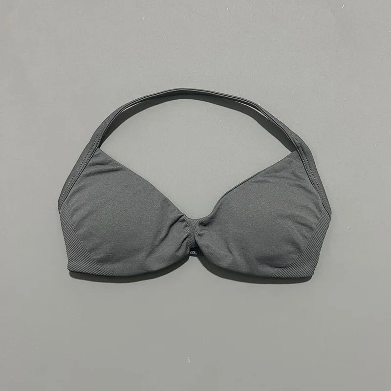 HISTELLO Impact Strappy Bra Women Seamless Gym Underwear High Support Halter Sexy Sports Clothing Push-up Yoga Workout Tank Top