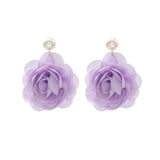 Chiffon flower multi-layer earrings, summer beach vacation style exaggerated earrings design, light luxury, niche