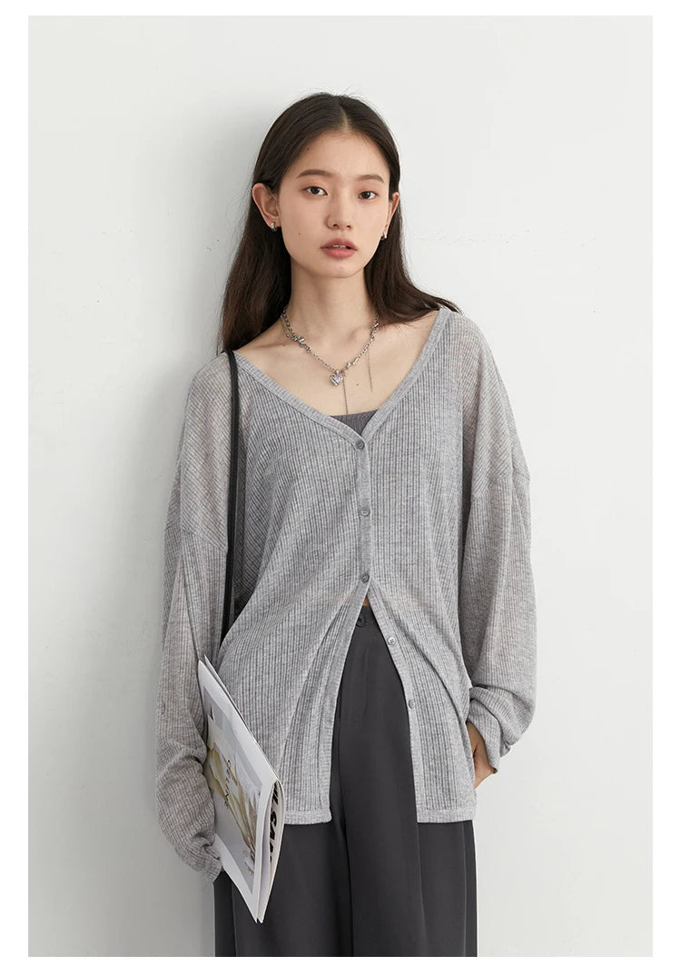 CHIC VEN Women's Cardigan New V-neck Long Sleeved Female Shirt Female Jumpers Sun Protection Woman Top Spring Summer 2026
