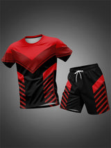 Plus Size Men's Quick-Dry Short-Sleeve T-Shirt and Shorts Set Men's Breathable Athletic Set Fitness T-Shirt and Shorts Set