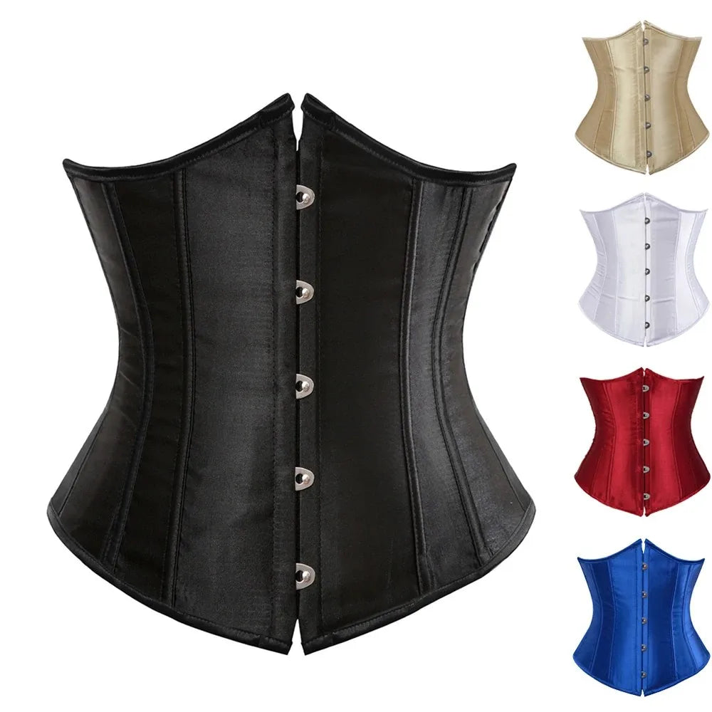 Underbust Corset Waist Slimming Corset Bustiers Body Shaper for Women Steampunk Lace-up Corset Belt Waist Trainer