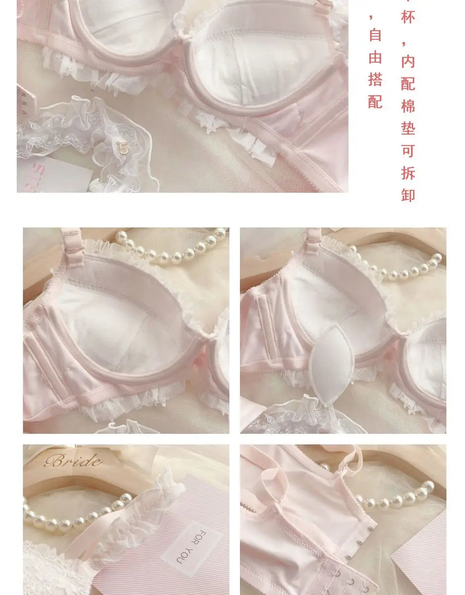 Teen Favorite! MOYISU Japanese Sweet Lolita Bra Set G Cup Heavy Steel Ring Support Heavy Lace Thin Cup Pure Sexy Large Bust CA
