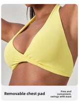 YOGA Naked Feeling Strappy Padded Sports Bras for Women - Fitness Workout Top Criss Cross Back Yoga sports Bras No steel ring