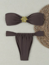 "2026 Sexy Bandeau Push-Up Bikini Set - Brazilian Thong Swimwear for Women"