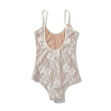 Sexy See Through Lace With Lining Backless Spaghetti Strap Bodysuit Woman Sling Tight Short Jumpsuit Slim Fit Rompers Playsuits