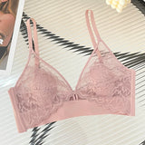 Sexy Lace Crop Top Deep V Backless Camisole Hollow Mesh Bra Female Solid Color Seamless Underwear Removable Chest Pad Tank Top