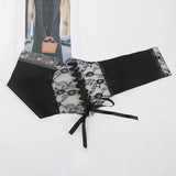 Fashion Women Waist Corset Flower Embroidery Elastic Waistband Black White Red Pink Wide Lace Slimming Body Belts Cummerbunds