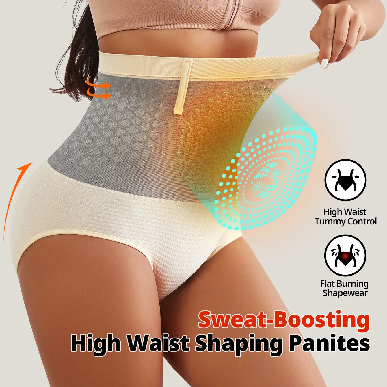Flarixa 1/2/3Pcs Seamless Women's High Waist Abdomen Control Panties Magnetic Therapy Warm Uterus Underwear Body Shaping Briefs