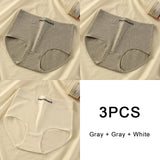 3PCS/set Color Panties Cotton Women Comfortable High-waist Underwear Soft Lingerie Breathable Female Panty Fitness Sports Briefs