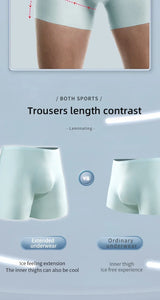 Men's underwear, men's 3D punched ice silk four-cornered pants, seamless thin, flat-cornered pants, extended sport, summer
