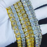 HHIOK Clustered Diamond Tennis Chain Miami Tennis Link Bracelet for Women 7MM Iced Out CZ Cuban Necklace Hip Hop Jewelry Gifts