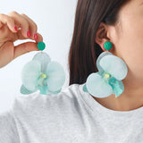 Chiffon flower multi-layer earrings, summer beach vacation style exaggerated earrings design, light luxury, niche
