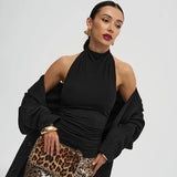 Sexy Backless Pure Color Summer New Women's Tank Top T-shirt Sleeveless Polyester Fiber Cross-Border Clothing