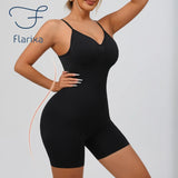 Flarixa Women's Low Back Seamless Bodysuit Tummy Control Hip Lifter Full Body Shaper Backless Shapewear Jumpsuit Slim Corset