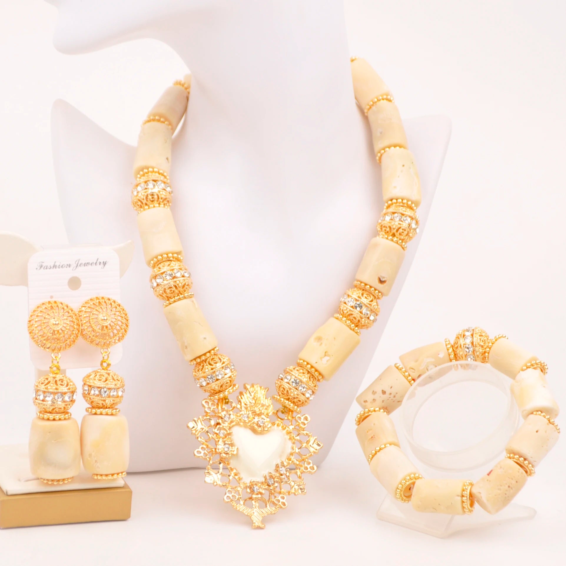 32inches 2Layers orange artifinal nigerian coral bead jewelry set wedding