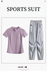 DRUR Summer Hiking Tracksuit Women Breathable Quick Dry Running Set  2 Piece Gym Outfit Slim Fit Sports Top Cargo Pants Suit New