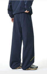Unisex 2‑Pieces Tracksuit Set Color Contrast Stitching Stand Collar Zip‑Up Jacket Wide Leg Pants Windproof Outdoor Hiking Set