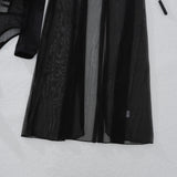 2025 New Perspective Mesh Body Shaping Jumpsuit Women's Sexy Splicing Split Skirt Female See Through Underwear 3-Piece Brief Set