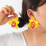 Chiffon flower multi-layer earrings, summer beach vacation style exaggerated earrings design, light luxury, niche