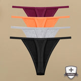 4Pcs Women's Cotton Thongs Sexy Thin Waist Underwear Traceless Low Waist G-string Sports T-Back Female Breathable Panties S-XL