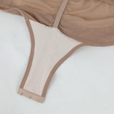 Women Cross Tummy Control Shapewear Sexy Mesh Slimming Waist Briefs Bodysuit Thin Breast Cup Body Shaper Butt Lifter Smooth Body