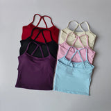 Seamless Nude Sports Bra Scrunch Push-up High Support Adjustable Thin Shoulder Strap Yoga Tank Top Women's Fitness Underwear Top