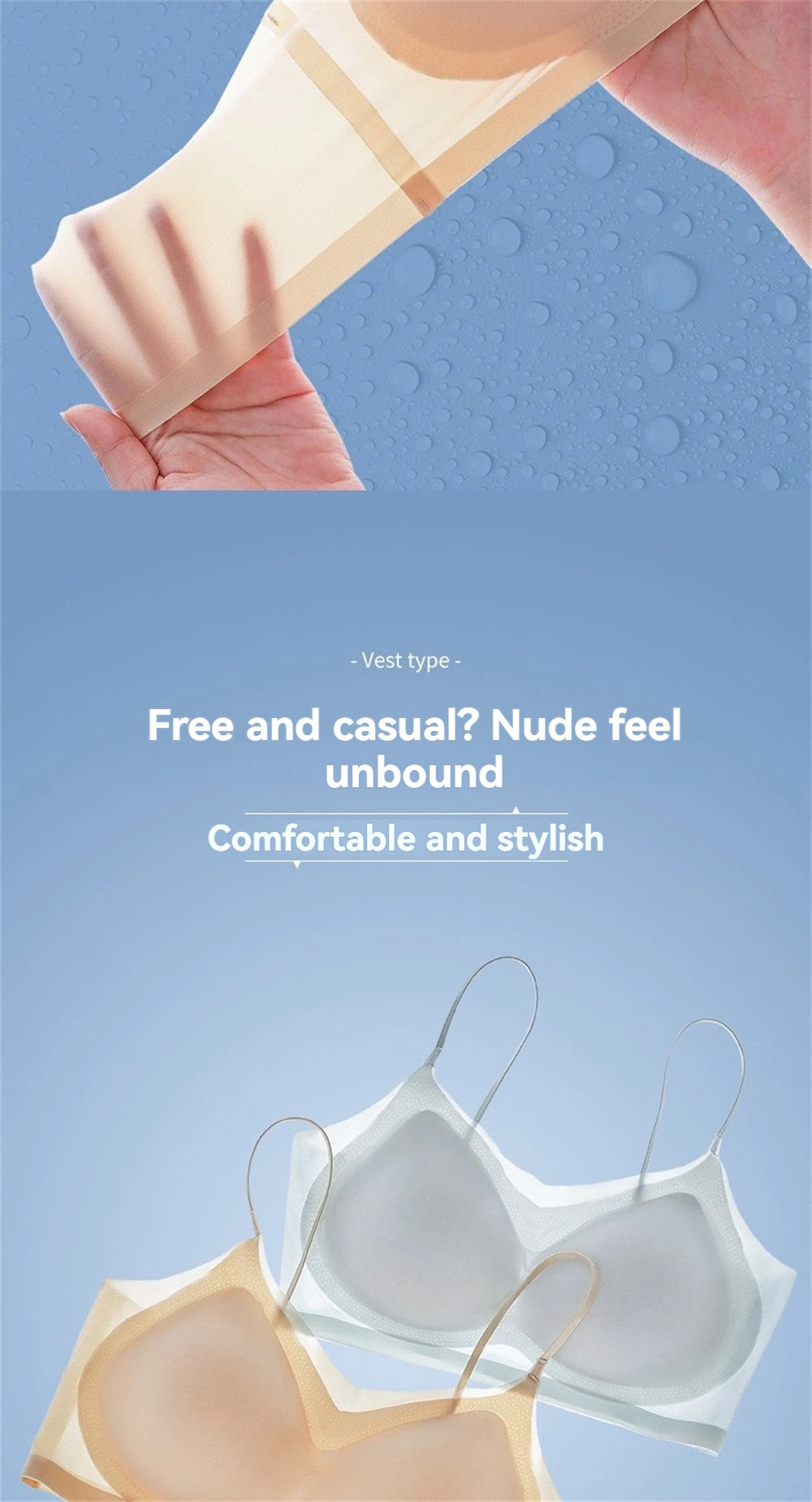 Ultra-Thin Breathable Ice Silk Top Bra Women's Seamless Back Halter Vest Wrap Bra Small Chest Together