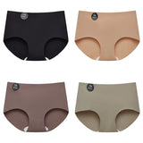 Falllsweet 4Pcs/Set Seamless Silk Briefs For Women Mulberry Silk Panties Comfortable Underpants Soft Lightweight Underwear M-2XL