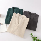 Kimono Robes for Men's and Women's Sleepwear Cotton Yarn Bathrobe Tied Cardigan Thin Home Clothes Couple's Robes