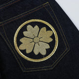 Men Embroidery Denim Shorts Black Hiphop Jeans Pants Cherry Blossom Dragon Totem Washed Zipper Cotton Summer cherry blossoms 024