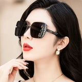 Square Sparkling Sunglasses for Women Men Luxury Ocean Lens Oversized Fashion Shades
