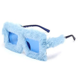 Y2K Oversized Plush Sunglasses Style Soft Fluffy Winter Shades Party Christmas Halloween Cosplay Novelty Glasses for Women