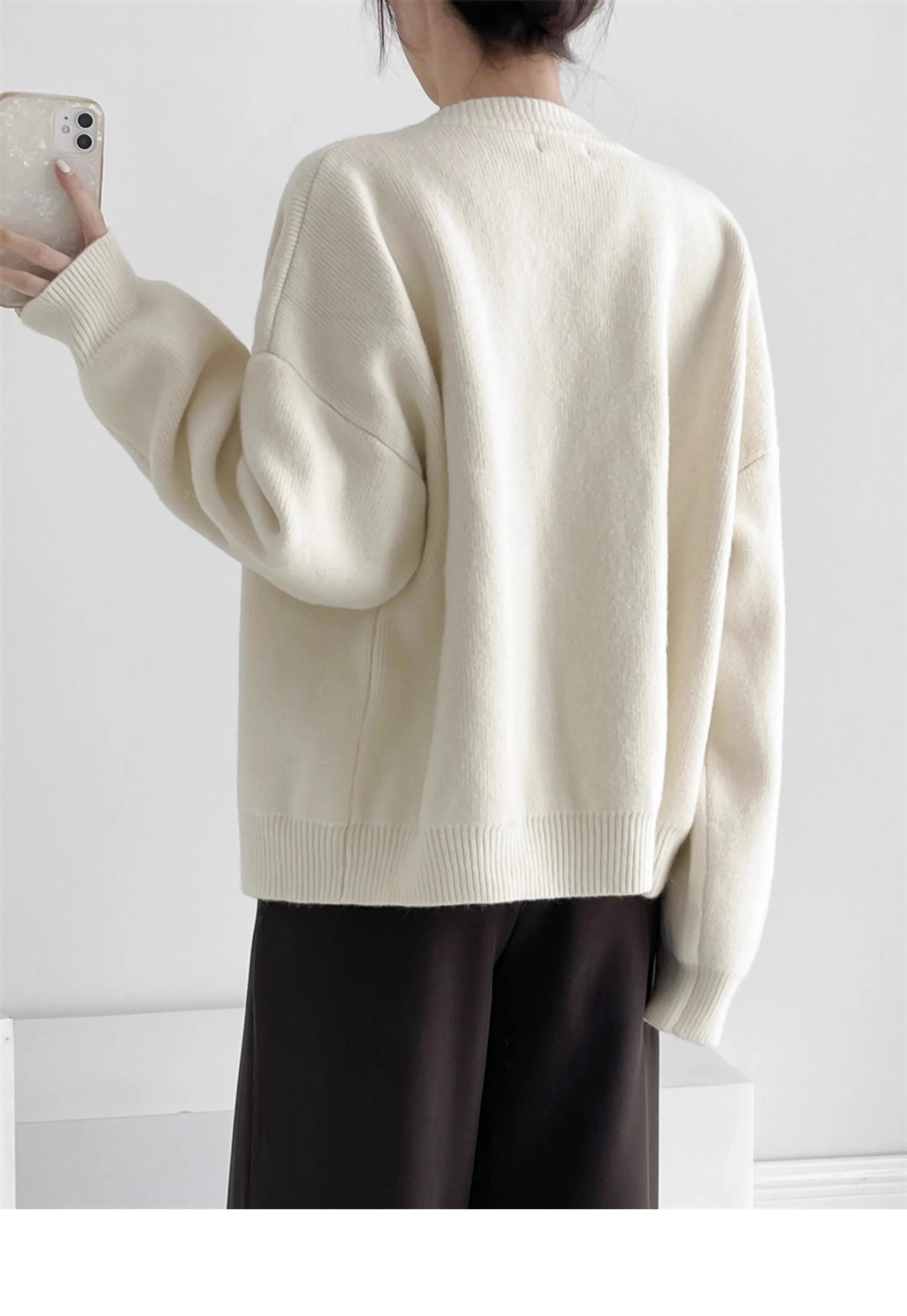 AOSSVIAO Women Cardigans Sweater O-neck Autumn Winter Knitted Loose Cardigans Solid Single Breasted Womens Sweaters