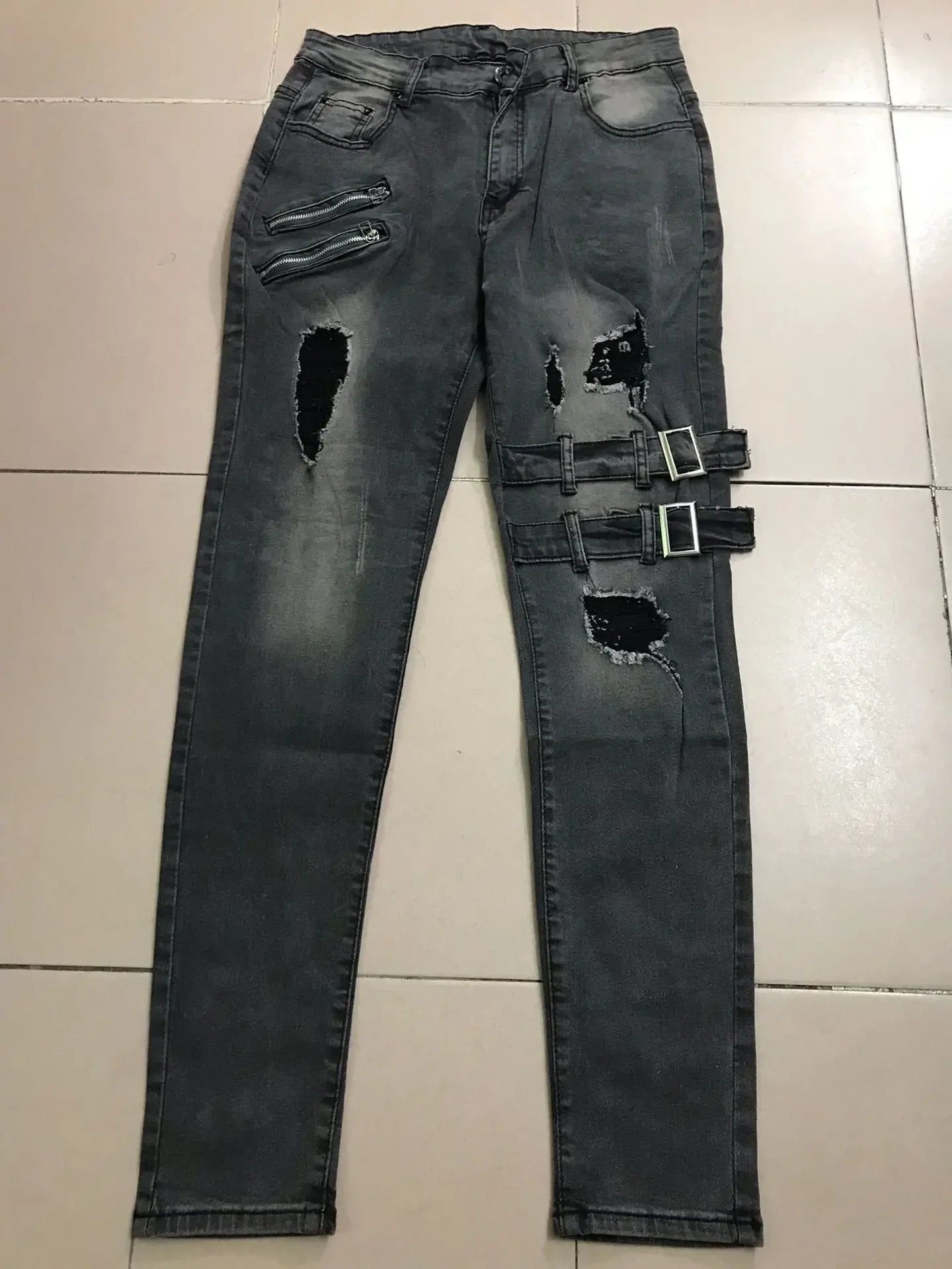 2023 Plus Size Straight Jeans Man Pants Spring Summer Boyfriend Jeans Streetwear Skinny Zips 3 Colors Cacual Long Denim Trousers