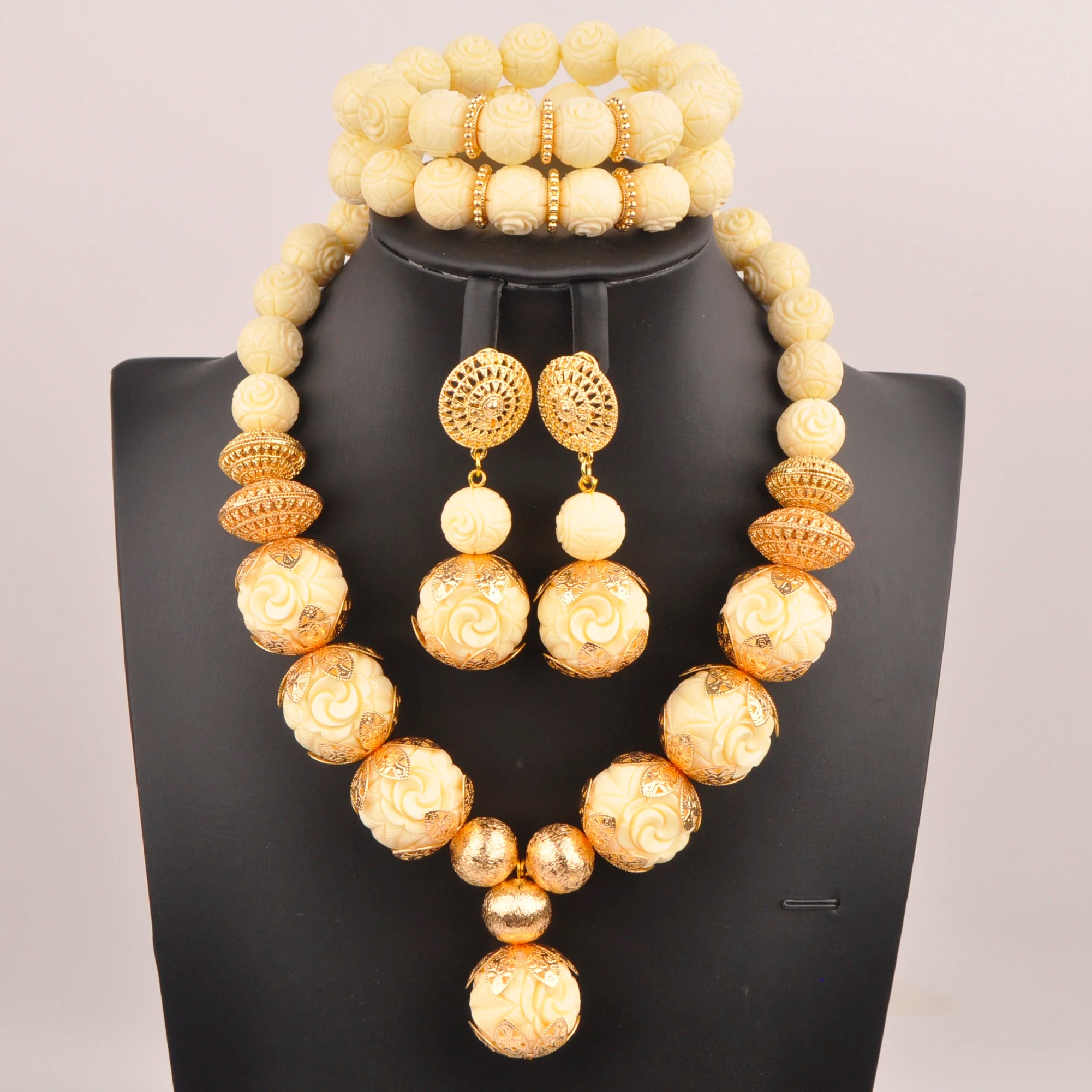 32inches 2Layers orange artifinal nigerian coral bead jewelry set wedding