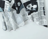 YENKYE New Women Newspaper Letter Print Irregular Hem Sling Dresses Fashion Backless Thin Straps With Chain Summer Sexy Dress