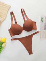 The Best-selling Sexy Gathering Promotion Style Glossy Letter Shoulder Strap Two-piece Women's Underwear Set B2050