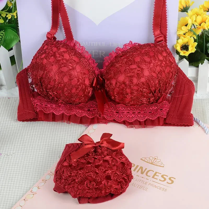 2PCS Women Bra Set Sexy Bralette Sexy Female Underwear Tank Top Underpants Fashion Brassiere Pink Lingerie Set Lady Crop Tops