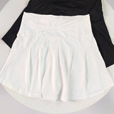 Women's High Waisted Cooling Ice Silk Skort - Quick-Dry, Anti-Exposure, Side Pockets, UV Protection for Yoga Running Fitness
