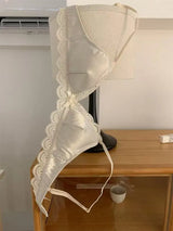 Korean Style Triangle Cup Bow Lace Bra for Women Small Chest Satin Underwear Sweet Breathable Comfortable Soft Bra