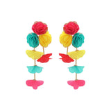Chiffon flower multi-layer earrings, summer beach vacation style exaggerated earrings design, light luxury, niche