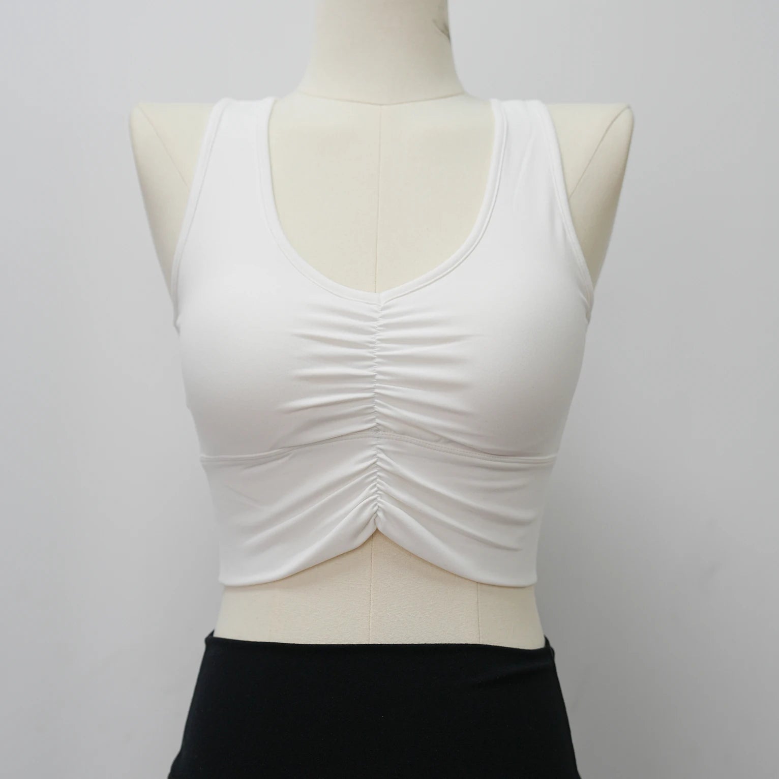 Woman's Sports Top Pleated Design Decorate Body Shape Removable Padding Seamless Yoga Tank Lady's Sexy Lingerie Bra