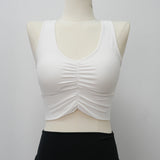 Woman's Sports Top Pleated Design Decorate Body Shape Removable Padding Seamless Yoga Tank Lady's Sexy Lingerie Bra